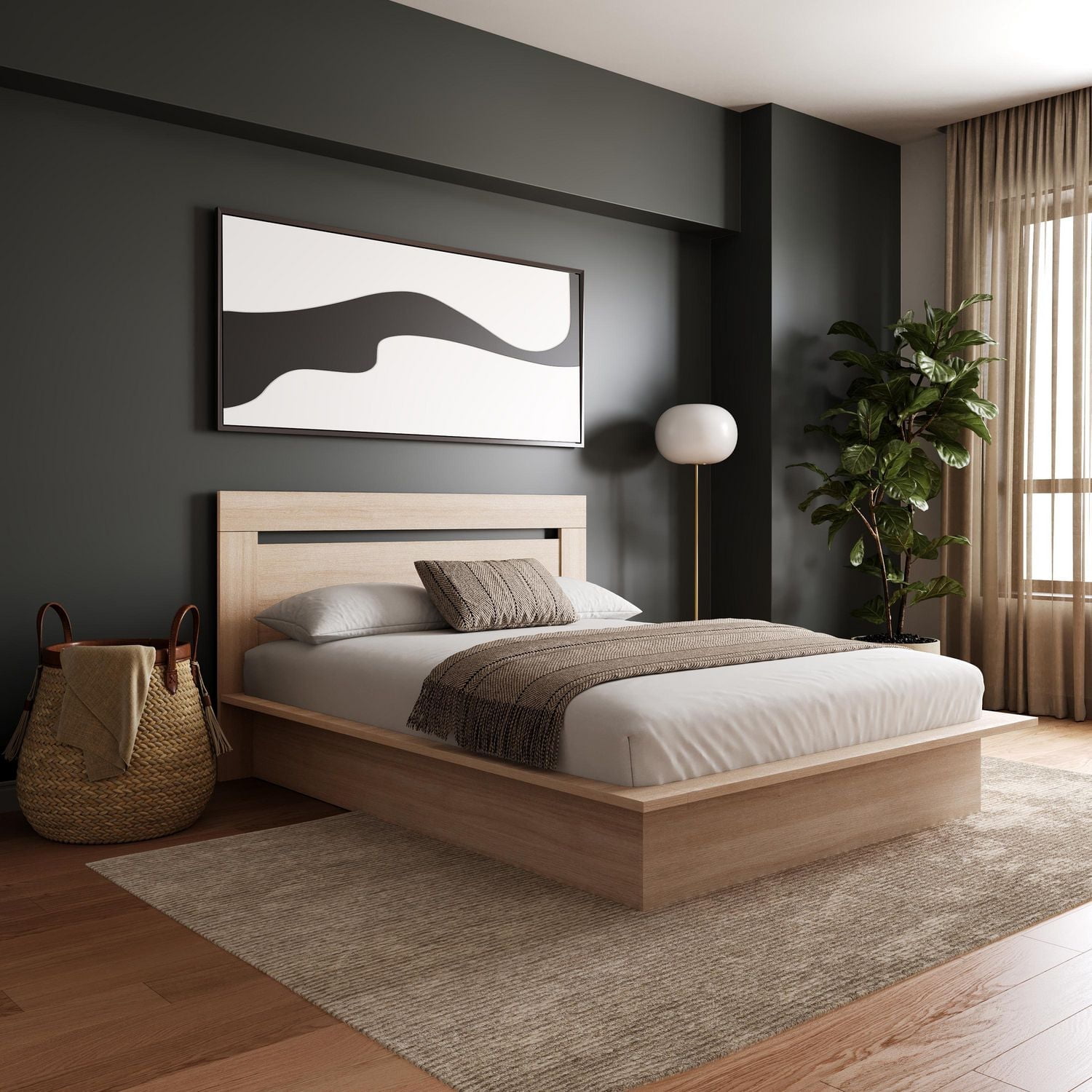 Nexera Malibu Platform Bed with Headboard
