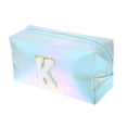 thumbnail image 1 of 1 Pc Bolsa de Cosméticos para Mujeres Durable Letra K para Vacaciones Actividades al Aire Libre Azul Cuero PU, 1 of 3