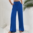 thumbnail image 4 of Sngxgn Womens Casual Pants Drawstring Elastic Waisted Straight Pants Loose Ladies Pants(Blue,XL), 4 of 7
