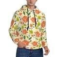 thumbnail image 2 of Pofeuu Rose Daisy Print Mens Casual Hooded Collar Drawstring Hoodies Pullover Sweatshirts Casual Long Sleeve Shirts-Large, 2 of 7