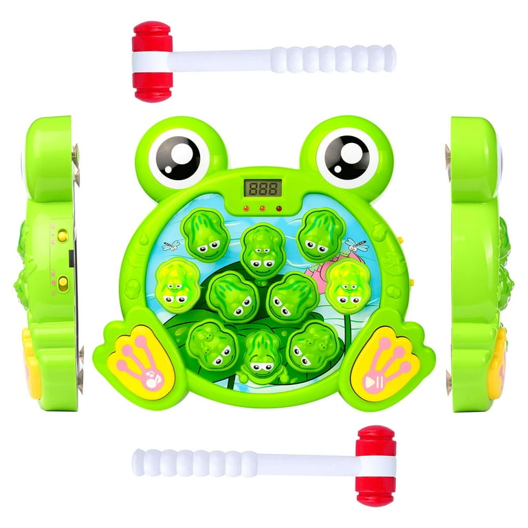 CifToys Interactive Whack A Frog Game, Learning Toy for Kids with 2 Hammers, Green