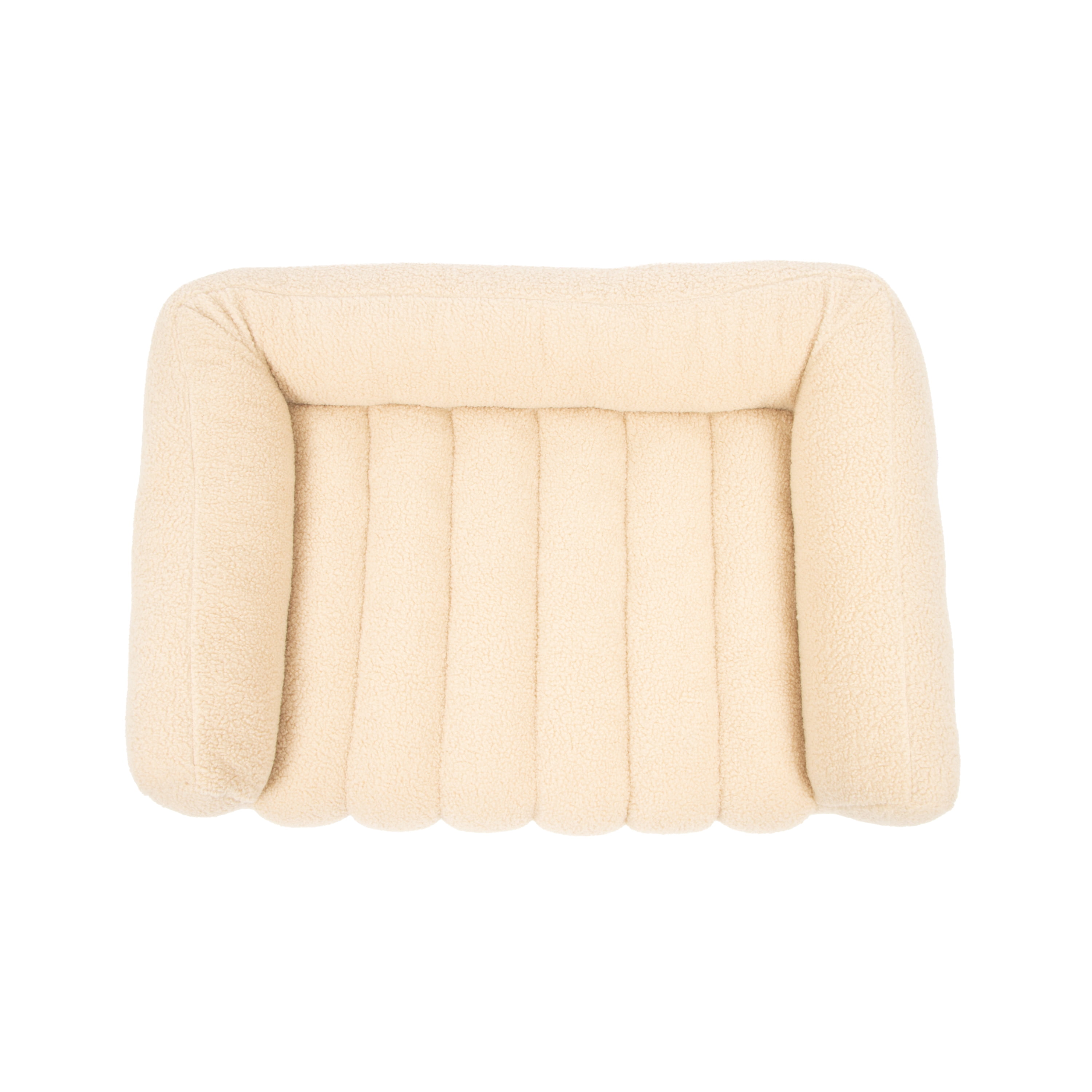 SportPet Designs Quilted Sherpa Sofa-Style Pet Bed Lounger, Tan, Large, 35 in x 25.5 in x 8 in