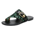 thumbnail image 5 of Rokment Womens Vintage Flower Flat Flip Flops Retro Boho Beach Summer Leather Buckles Low Heel Slip on Walking Sandals Casual Dress Slides Slippers for Vacation Green Size 9.5, 5 of 6