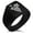 Black, variant on Stainless Steel Dionysus Greek God of Wine Needle Stripe Pattern Biker Style Polished Ring