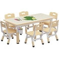thumbnail image 1 of Para niños' mesa y 6 - chair set height - adjustable feature, superficie grafiti | 47.2x23.6 pulgadas | detachable almacenamiento box | durable, safe & bpa - free materials | non - slip feet |..., 1 of 8