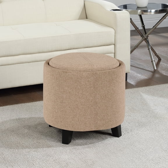 Convenience Concepts Designs4Comfort Oscar Storage Ottoman with Reversible Tray, Tan Fabric