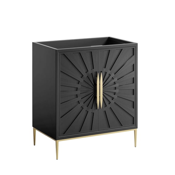 Modway Awaken 30" Solid Wood and MDF Bathroom Vanity Cabinet in Black