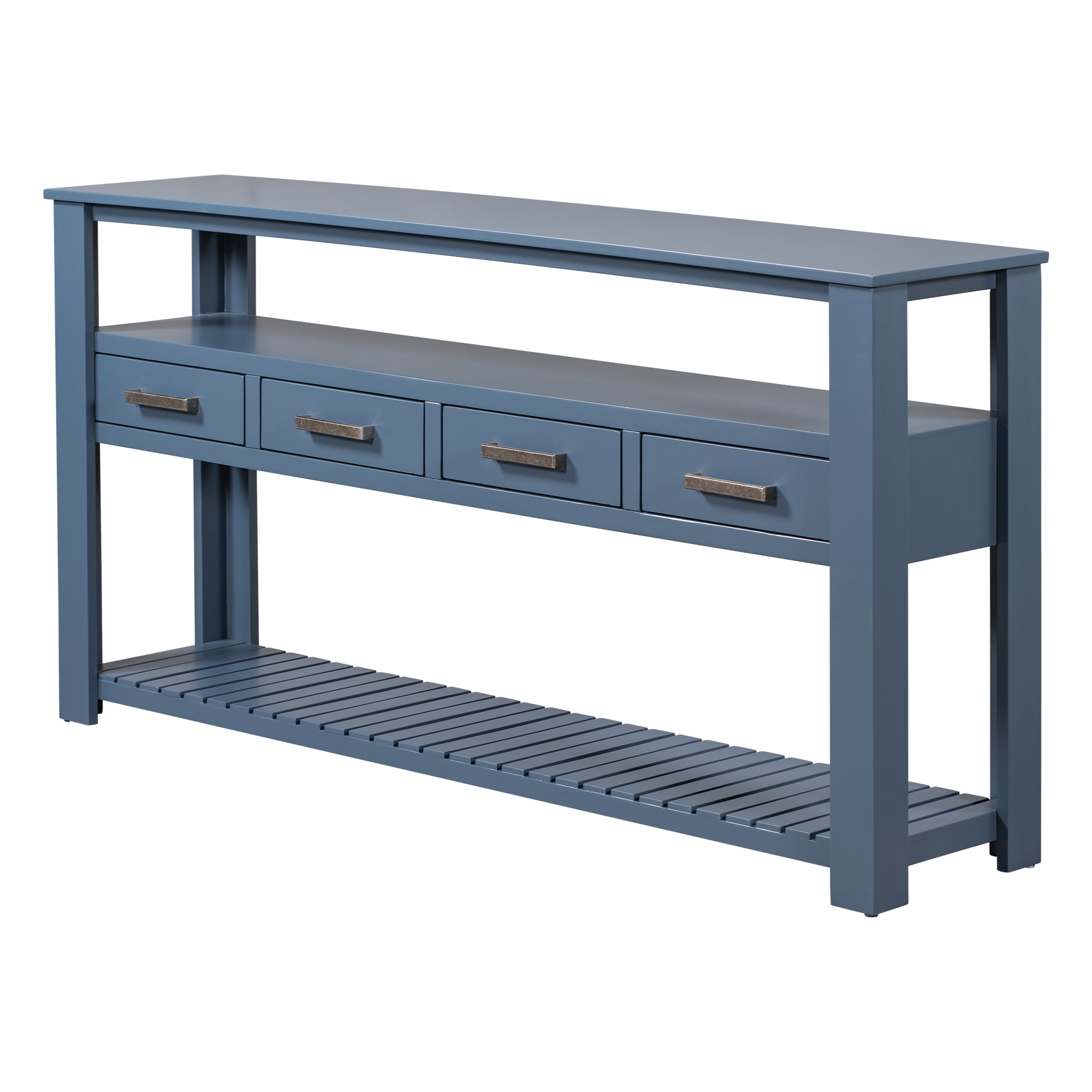 Harper & Bright Designs Rustic Console Table with Drawer, Long Sofa Table Entryway Table with Shelf, Entrance Table for Entryway Hallway Living Room, 62.2'' Navy Blue