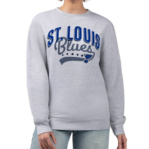 Women's G-III 4Her by Carl Banks Heather Gray St. Louis Blues Filigree Team Graphic Fleece Pullover Sweatshirt