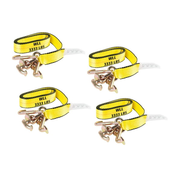 (4 Pack) 2" x 8' Recovery Winch Strap w/RTJ Cluster Hook Towing Truck Wrecker Tie Down
