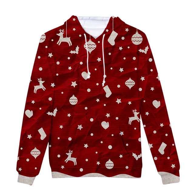 Chandail de Noël pour Hommes Mode Décontractée Chandail de Noël en Molleton Impression Numérique Chandail à Capuche Chandail de Noël pour Hommes Mode pour Hommes