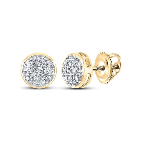10kt Yellow Gold Mens Round Diamond Circle Earrings 1/20 Cttw