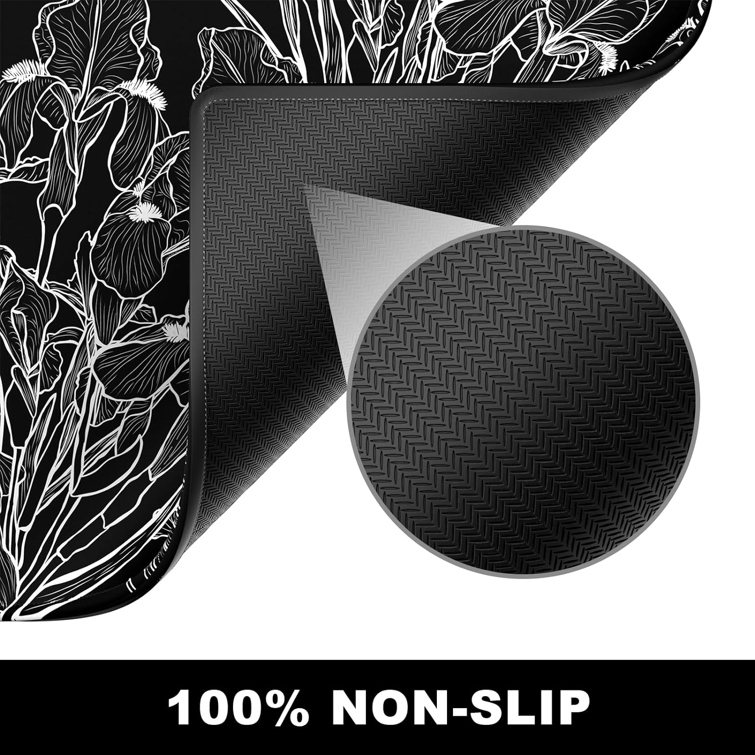 Large Mouse Pad, Desk Pad, XXL XL Extended Gaming Mouse Pad, Desk Mat for Office & Home, Long Keyboard Mat, Huge Mouse Pad, Desktop Full Cover 35.5 x 15.7 Inches, Art Impressionist Flower Black