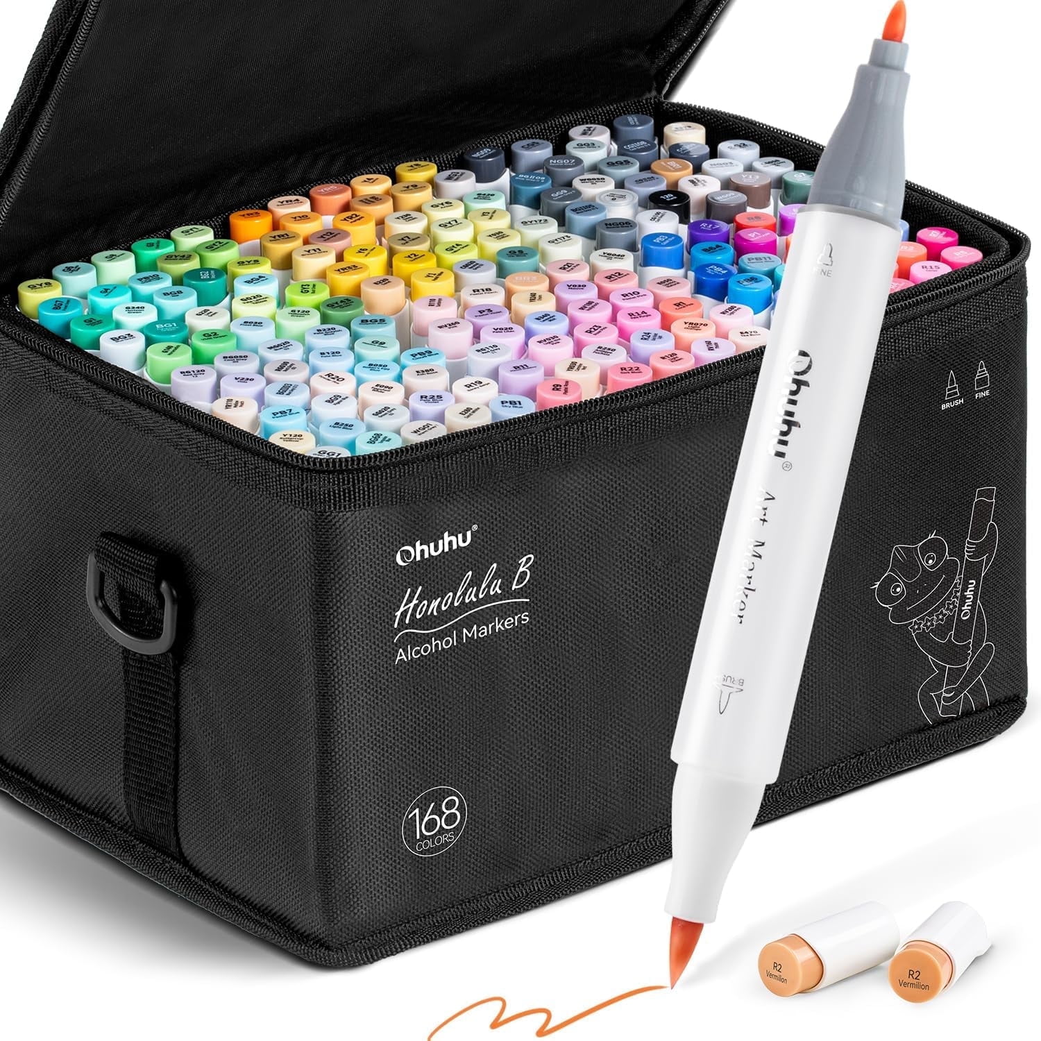 Ohuhu Refillable 320 Colors Alcohol Markers Brush & Fine Dual Tips