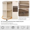 thumbnail image 3 of Rotating Storage Cabinet with 2 Doors and 2 Drawers, Sideboard Cabinet with Double-Layer Turntable & Metal Legs for Living Room, Balcony, 3 of 19
