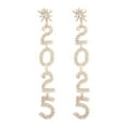 thumbnail image 4 of Pendientes Yinane Colgantes de Feliz Año Nuevo 2025 con Diamantes de Imitación Oro 1,5 x 11,08 cm, 4 of 8