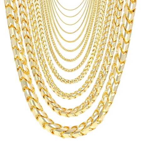 Nuragold 14K Real Yellow Gold Solid Franco Diamond Cut Chain Necklace 16"-30" (0.6mm-6mm) Italian Jewelry for Men & Women