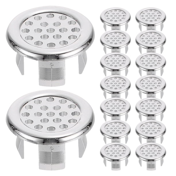 TEHAUX 26Ud De Rebosadero Para Lavabo Plástico Robusto Acabado Plateado Con Instalación Sencilla