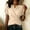 Beige, variant on Business Casual Tops for Women Keyhole Neck Short Sleeve Front Wrap Blouses Loose Fitting Work Tops Summer