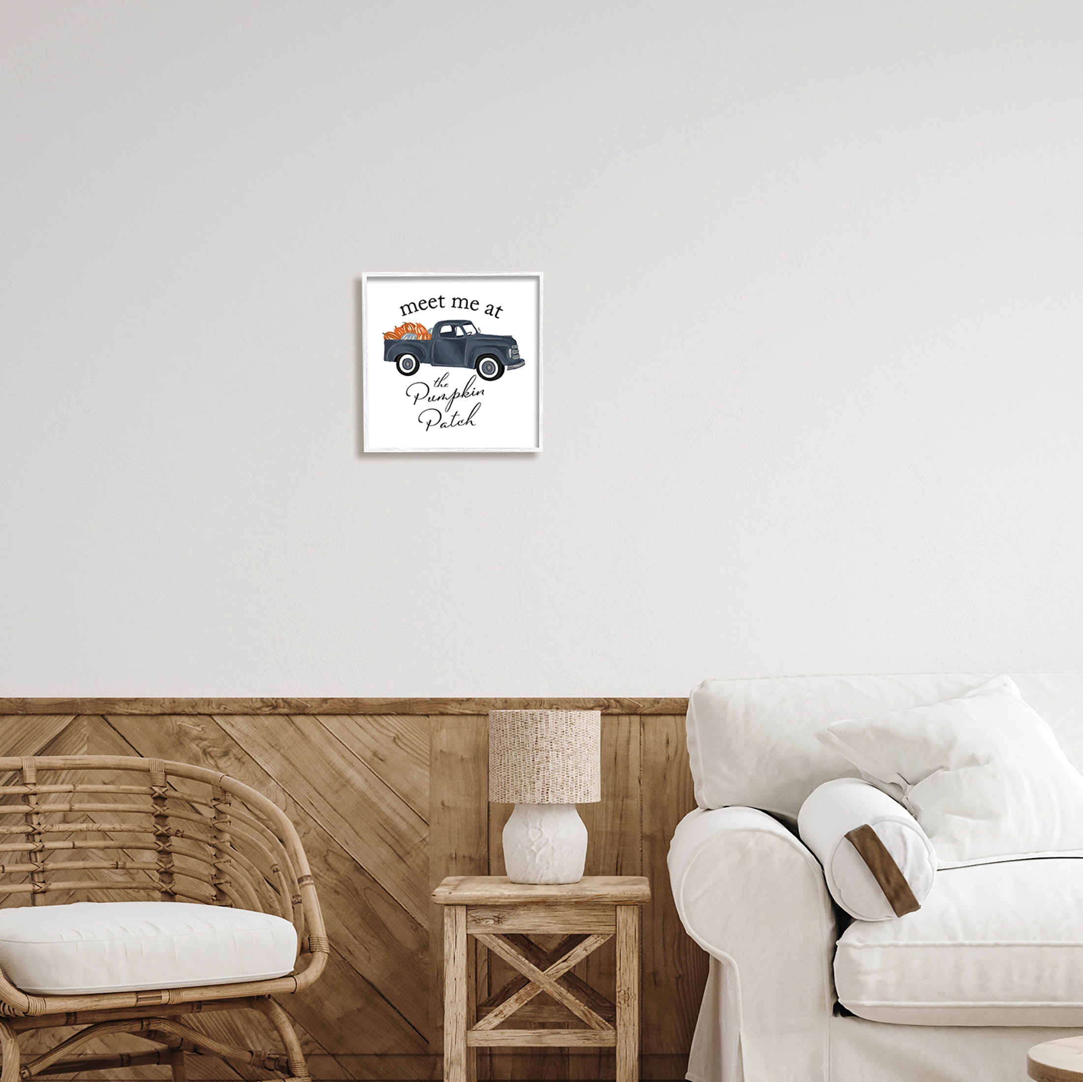 Stupell Industries Meet Me At Pumpkin Patch Truck Graphic Art White Framed Art Print Wall Art, Design by The Saturday Evening Post