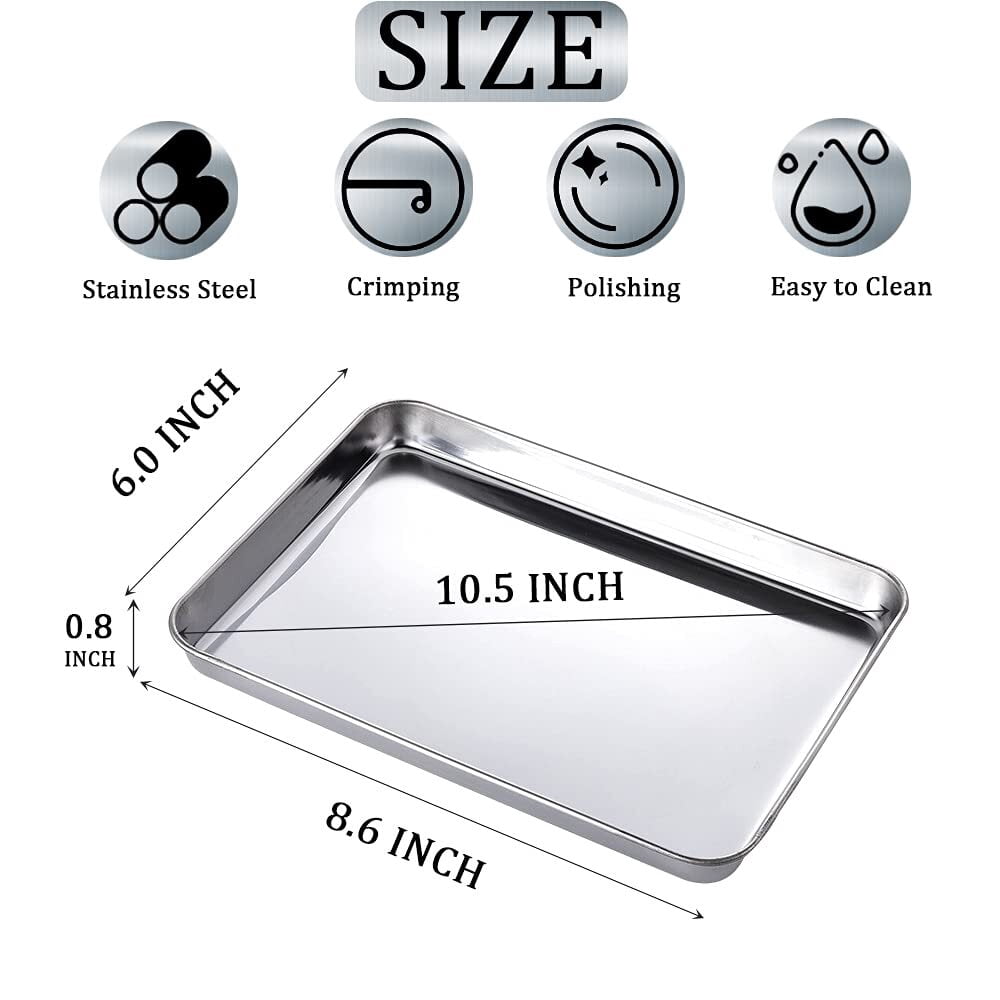 Baking Sheet Cookie Sheet Set of 2, GoXteam Stainless Steel Baking Pans Tray Professional 10 inch, Non Toxic & Healthy, Mirror Finish & Rust Free, Easy Clean & Dishwasher Safe