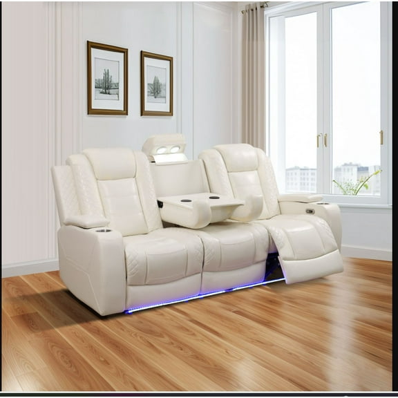 White Breathing Leather Living Room Sofa