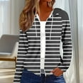 thumbnail image 2 of Jerdar Women Zip Up Hoodie with Pockets UPF Long Sleeve Jacket Lightweight Striped Print Sun Protection Shirt Top L, 2 of 6
