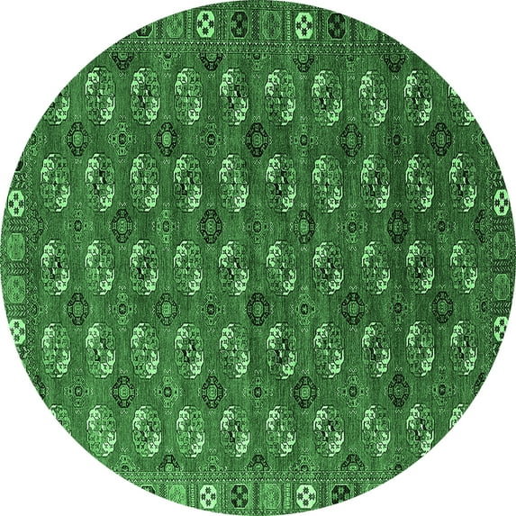 Ahgly Company Indoor Round Southwestern Emerald Green Country Area Rugs, 7' Round