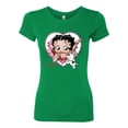 thumbnail image 2 of Wild Bobby Betty Boop Heart Blowing Kiss Dog Betty Boop Womens Slim Fit Junior Tee, Kelly, Medium, 2 of 5