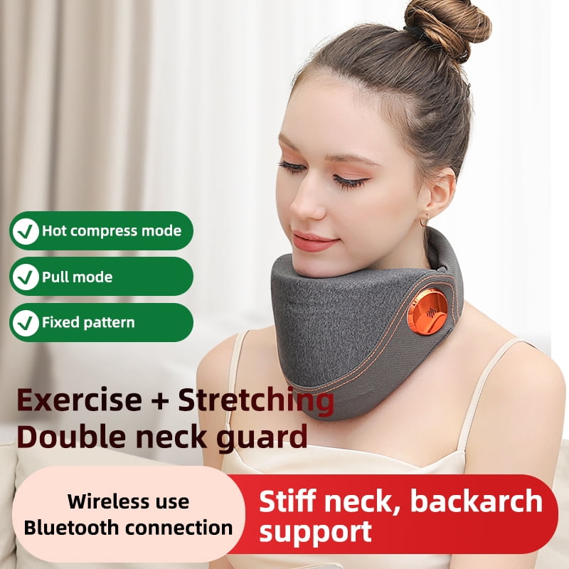 Flaremore Cervical Neck Traction Device,Remote Inflatable Neck Traction Device,Adjustable Inflatable Neck Stretcher with 3 Power Tractions,Portable Heating Neck Tractor Stretcher Posture Corrector