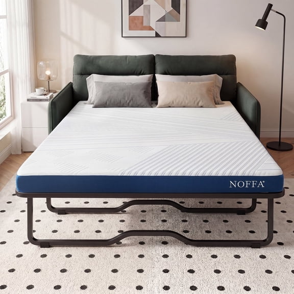 NOFFA 4" Queen Size Memory Foam Sofa Mattress, Pull Out Couch Mattress with Removable Cover, CertiPUR-US & OEKO-TEX Certified,, Blue (Only Mattress)