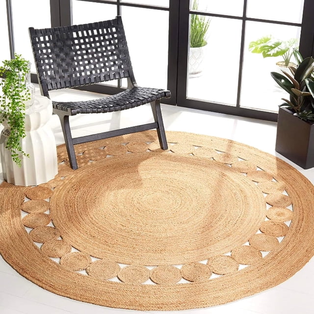 Alfombra KEMA de yute trenzada, redonda, 150 cm, resistente a las manchas
