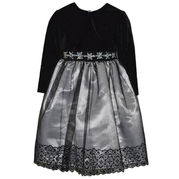Infant Girls Black & White Velvet & Satin Holiday Party Dress & Capelet 6-9m