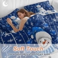 thumbnail image 4 of Christmas Blue Snowman Comforter Set California King Size, Xmas Balls Snowflake Soft Bedding Set for Man Woman, 4 Pieces Duvet Cover Set with Fitted Sheet, 2 Pillowcases, 4 of 9