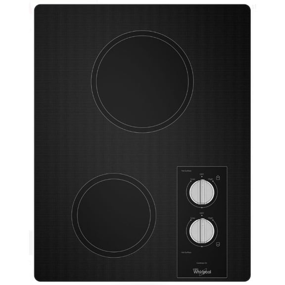 Whirlpool W5CE1522FB 17 inch Black 2 Burner Smooth Top Electric Cooktop