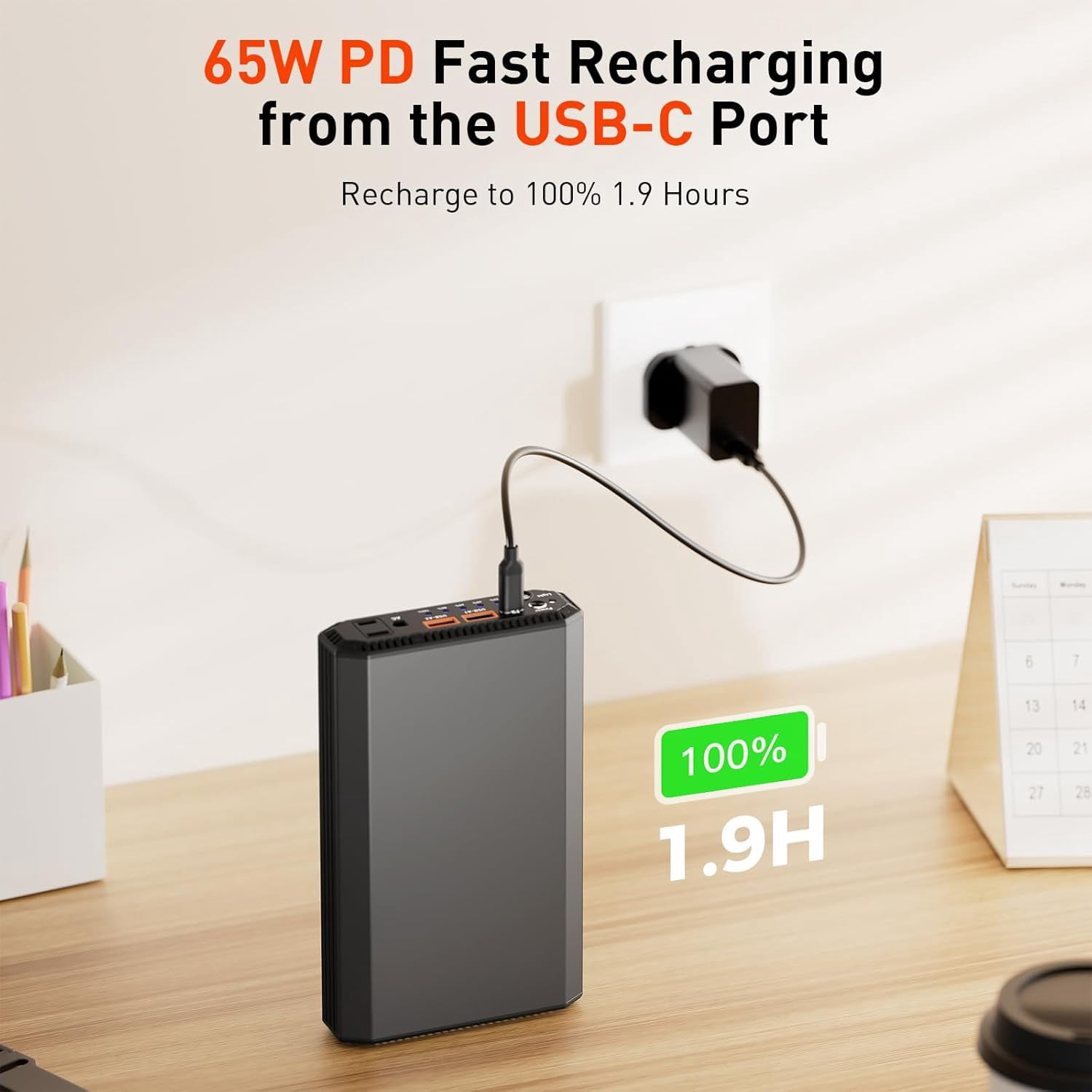 PADJYYUSZ P10 100W Portable Power Bank with AC Outlet - 27000mAh Laptop Power Bank for Laptop, Hunting and Outdoor Use