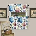 thumbnail image 3 of 3 Piece Curtains Tiers and Valances Set, Hummingbird Hydrangea Vintage Watercolor Floral Print Flower Bird Rod Pocket Short Window Treatment Tiers Curtains Panel and Valance for Cafe Bathroom Kitchen, 3 of 6