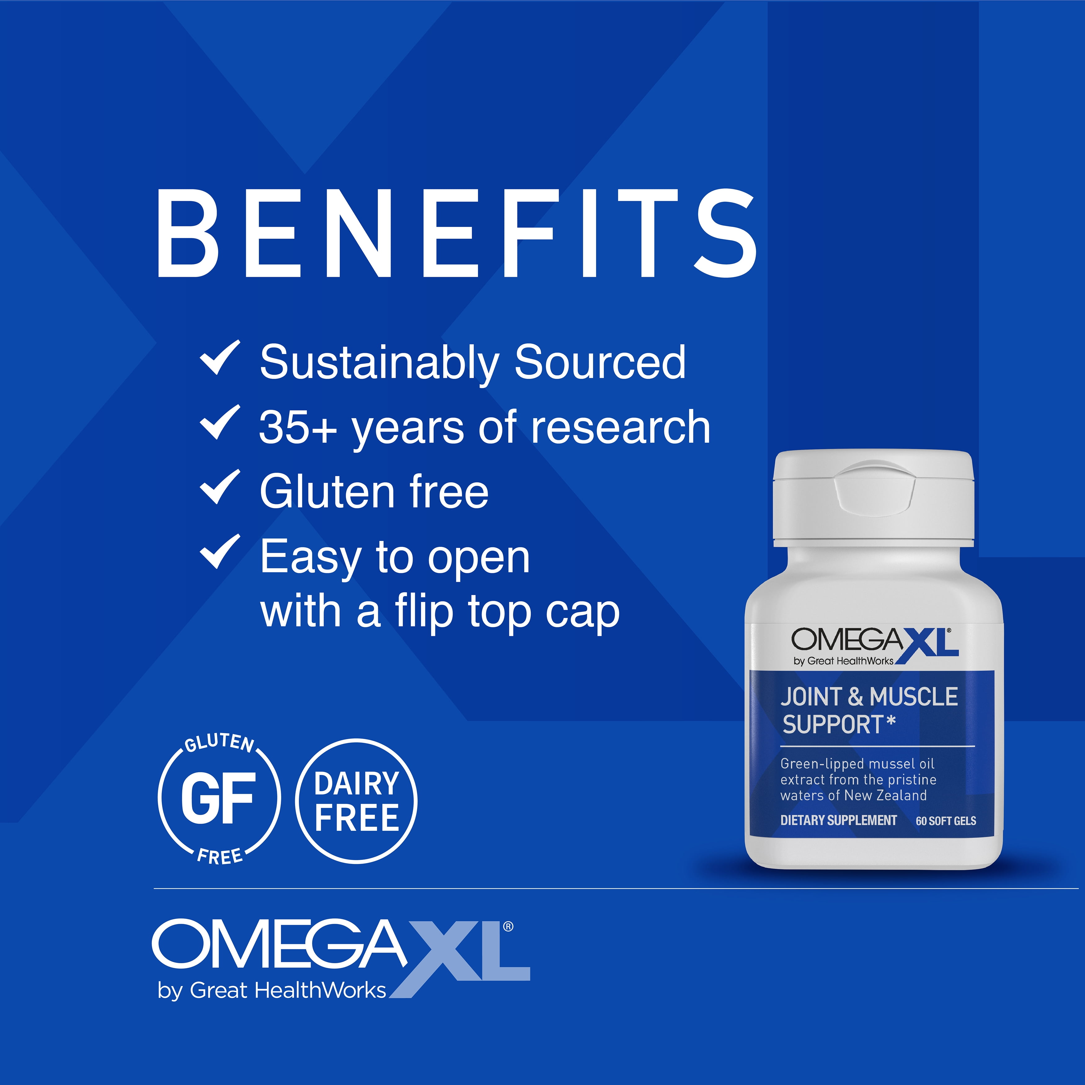 OmegaXL Joint Support Supplement for Relief - Natural Muscle Support, Green Lipped Mussel Oil, 60 Ct (2 Pack) &MemoryXL, Magnesium L-Threonate Brain Supplement - Memory & Focus Cranberry Lemon 30 Ct