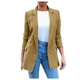 thumbnail image 1 of Ladies Workoffice Blazer Solid Color Fitted Suit Button Down Fashion Jacket Lapel Notched Elegant Cardigan Single Breasted Blouse Mid Length Leisure Outwear, 1 of 6