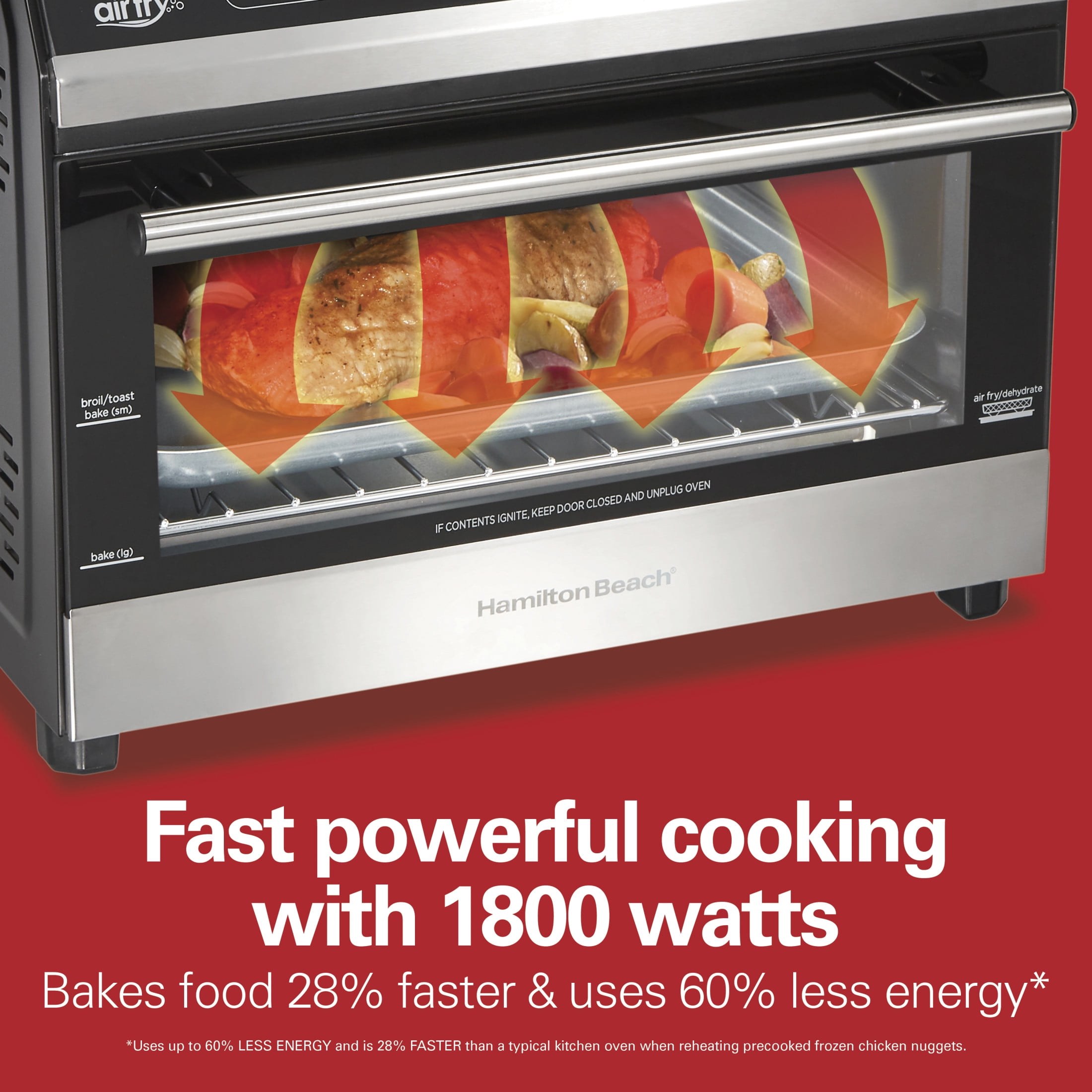 Hamilton Beach Digital Air Fryer Toaster Oven Combo, 10 Ways to Cook, 4 Preset Functions, 1800 Watts, Stainless Steel