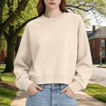 thumbnail image 2 of GILIGEGE Womens Cropped Sweatshirts Loose Fit Long Sleeve Crewneck Crop Pullover Sweaters Workout Tops Relaxed Fit ,Soft lining,Ribbed cuffs,Lightweight warmth,Fall Winter Clothes 2026 Beige L, 2 of 8