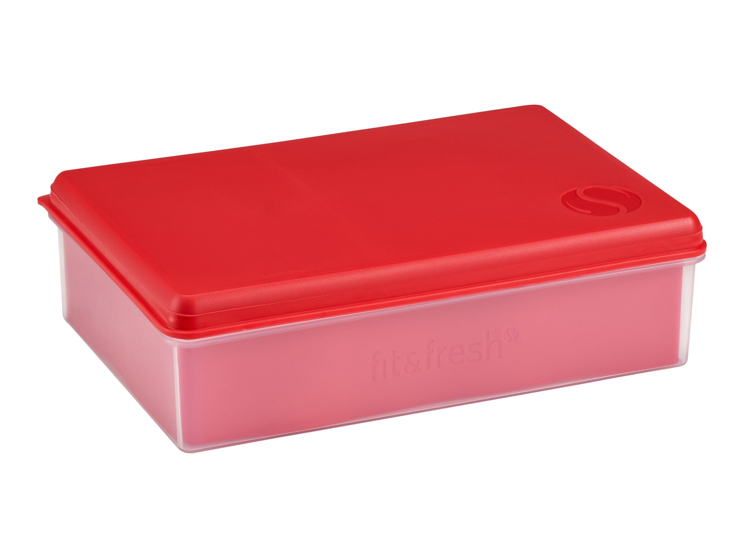 Fit + Fresh Multi-Flex Bento Box with 2 Slim Ice Packs, Perfect for Insulated Lunch Bag, Red