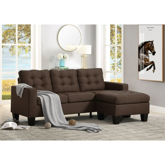 Earsom Sectional Sofa (Rev. ), Brown Linen 56655