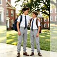 thumbnail image 4 of School Uniform for Teens Boys Baggy Joggers Pants Preppy Workout Athletic Casual Plus Size Lightweight Fall Sweatpants 3-13Y, Gray, 140, 4 of 4