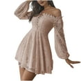 thumbnail image 2 of Fankiway Robe Courte en Dentelle Brodée à une Épaule Style Beauté Douce Robes de Plage pour Femmes Grande Taille, 2 of 3