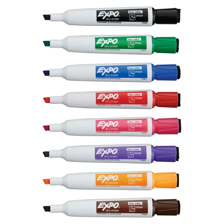 Dry Erase Markers - New 5 Pack - Magnetic Whiteboard Markers with Attached Erasers - Low Odor, Black