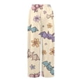 thumbnail image 4 of WTOBBY Women's Casual Halloween Print Elastic Waist Drawstring Pockets Wide Leg Straight Trousers, Seasonal Novelty Comfort Pants,Beige L, 4 of 6