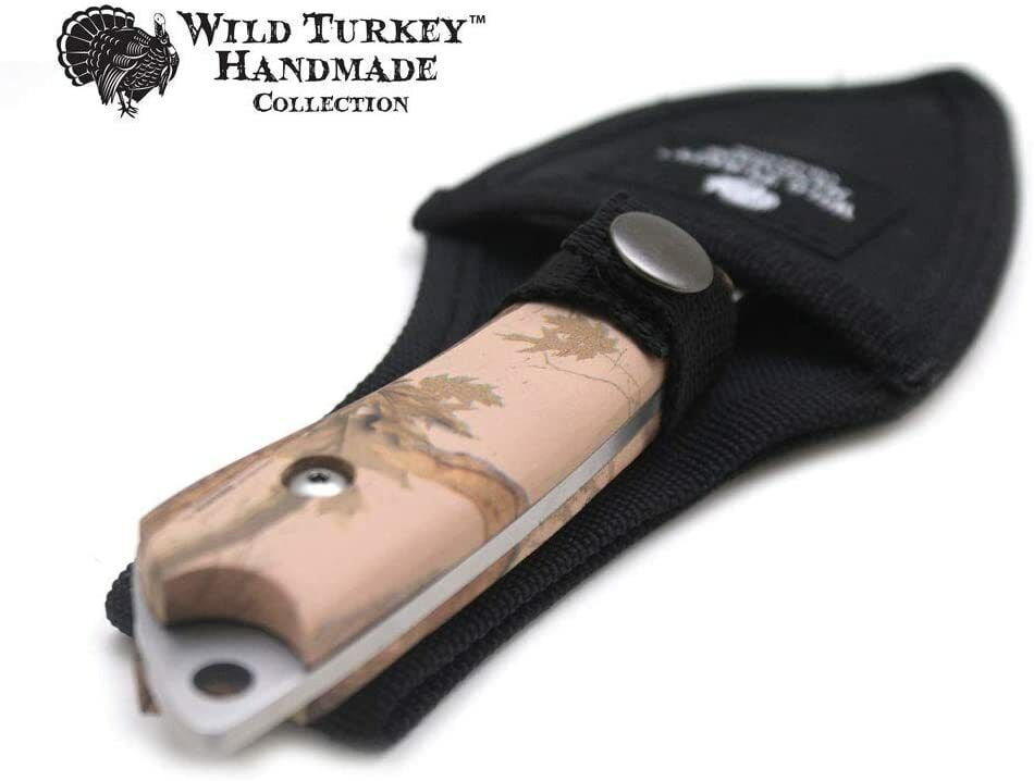 Wild Turkey Handmade Collection Fixed Blade Gut Hook Skinner Knife w/ Sheath