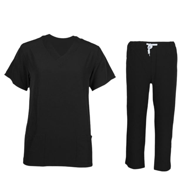 Conjunto de exfoliación jinwen Ropa cómoda de trabajo de enfermera para centro de belleza de peluquero de mascotas Negro S