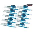 thumbnail image 2 of Mytee Products (10 Pack) 2 Inch x 27 FT Blue Ratchet Strap with J Hooks - 10,000 Lbs Breaking Strength - Heavy Duty Tie Down Cargo Truck Straps with Wire Hooks for Flatbed, Truck, Trailers Pickup, 2 of 9
